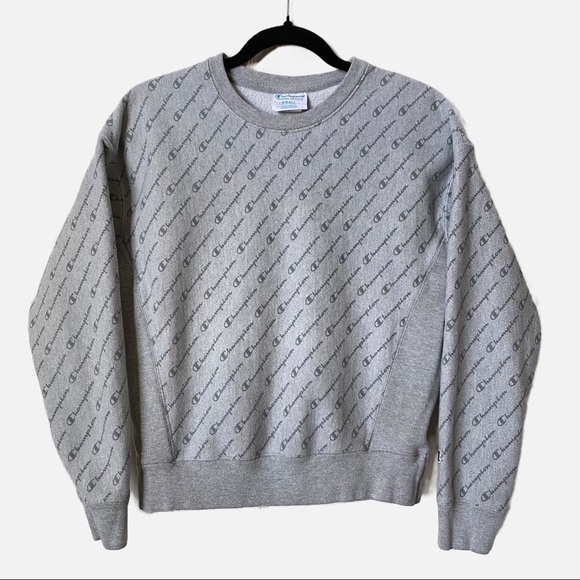Champion Women’s Gray Reverse Weave All Over Script Sweatshirt Small - Picture 7 of 7